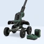 Wheeled weed wacker with battery and charger
