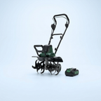 Cordless tiller with a battery pack
