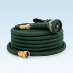 Expandable garden hose with nozzle and fittings