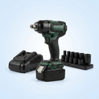 Impact wrench with battery, charger and socket set