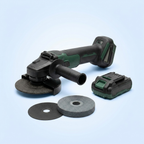 Cordless angle grinder with discs and battery