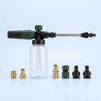 Foam cannon with soap bottle and quick-connect adapters
