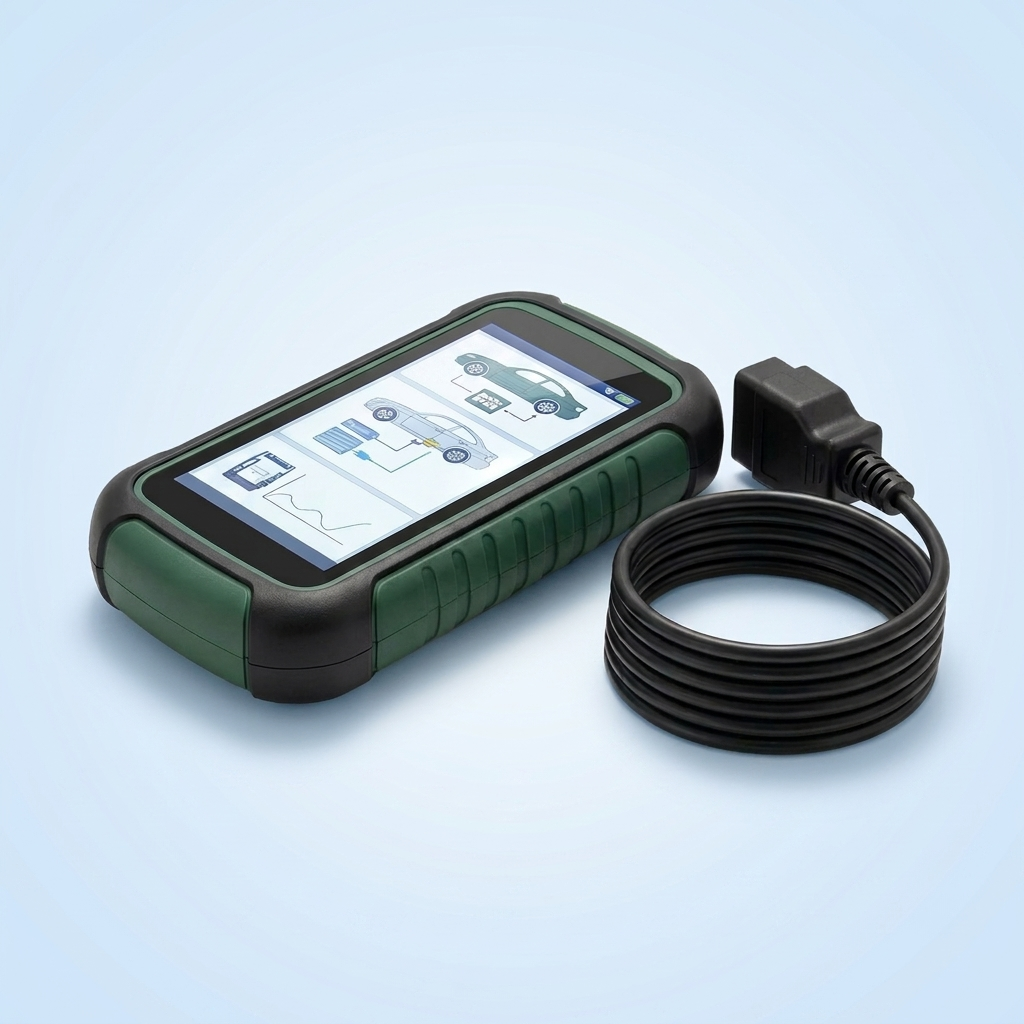 OBD2 scanner with its connector cable
