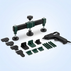 Paintless dent puller kit with tabs, glue and puller