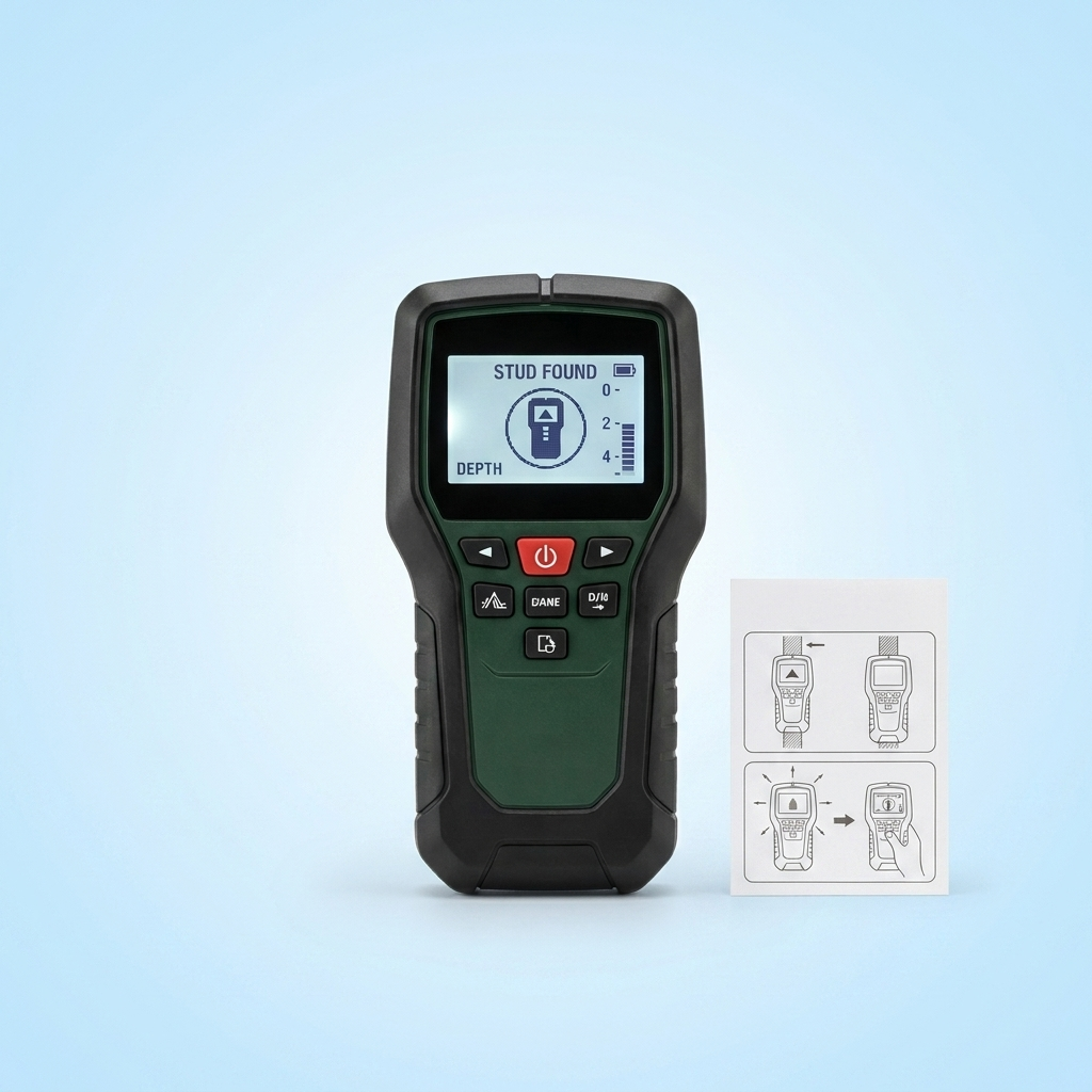 Deep-scan stud finder with instruction card