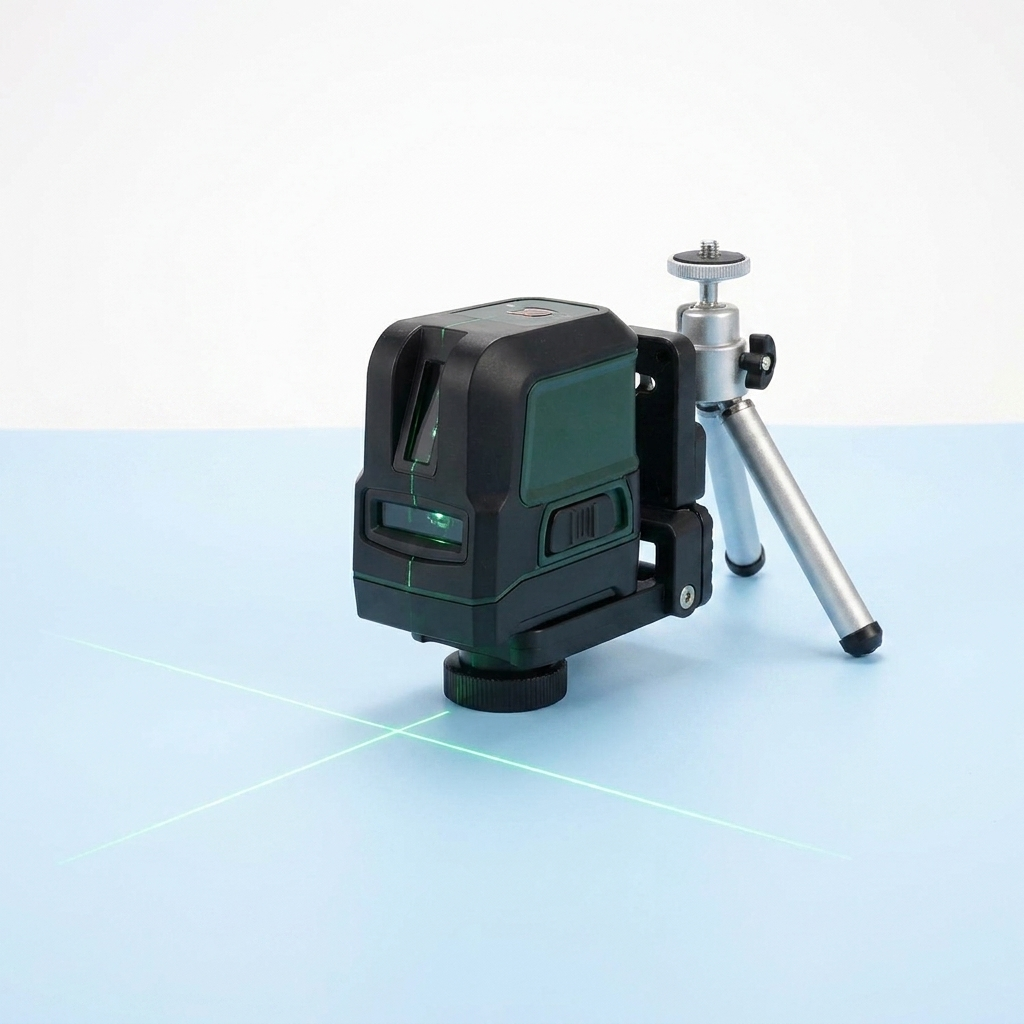 Self-leveling laser level with bracket and tripod