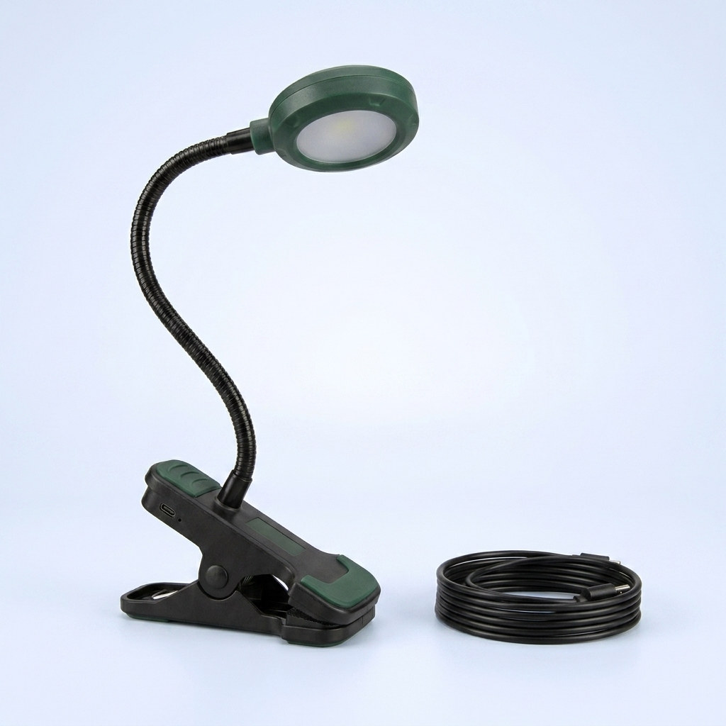 Rechargeable clamp work light with charging cable