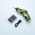 Cordless electric screwdriver with bit set and USB cable