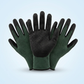 Three pairs of cut-resistant work gloves fanned out