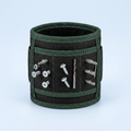 Magnetic wristband tool holder holding screws and bits