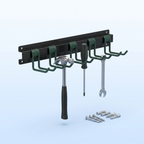 Wall-mount tool organizer with tools and screws