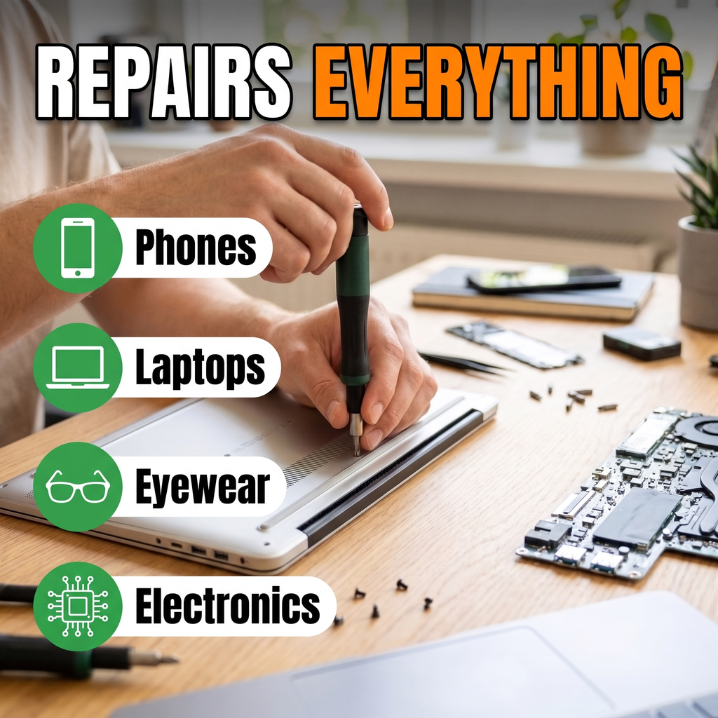 Precision screwdriver repairs phones, laptops, eyewear and electronics