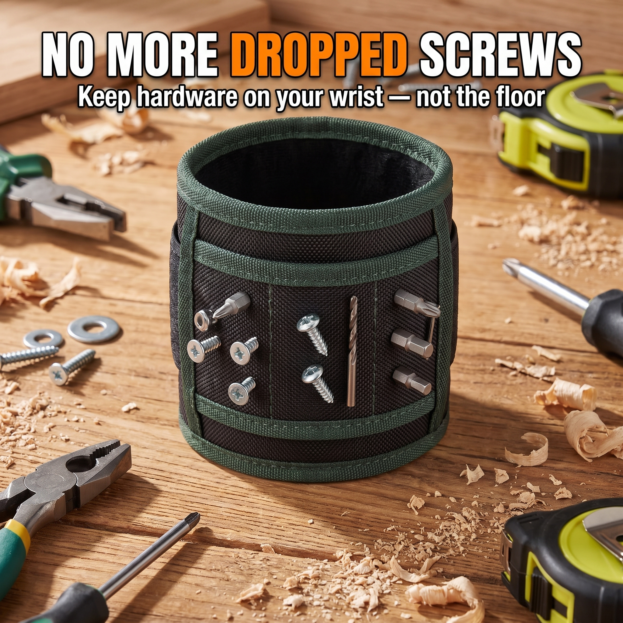 No more dropped screws - keep hardware on your wrist