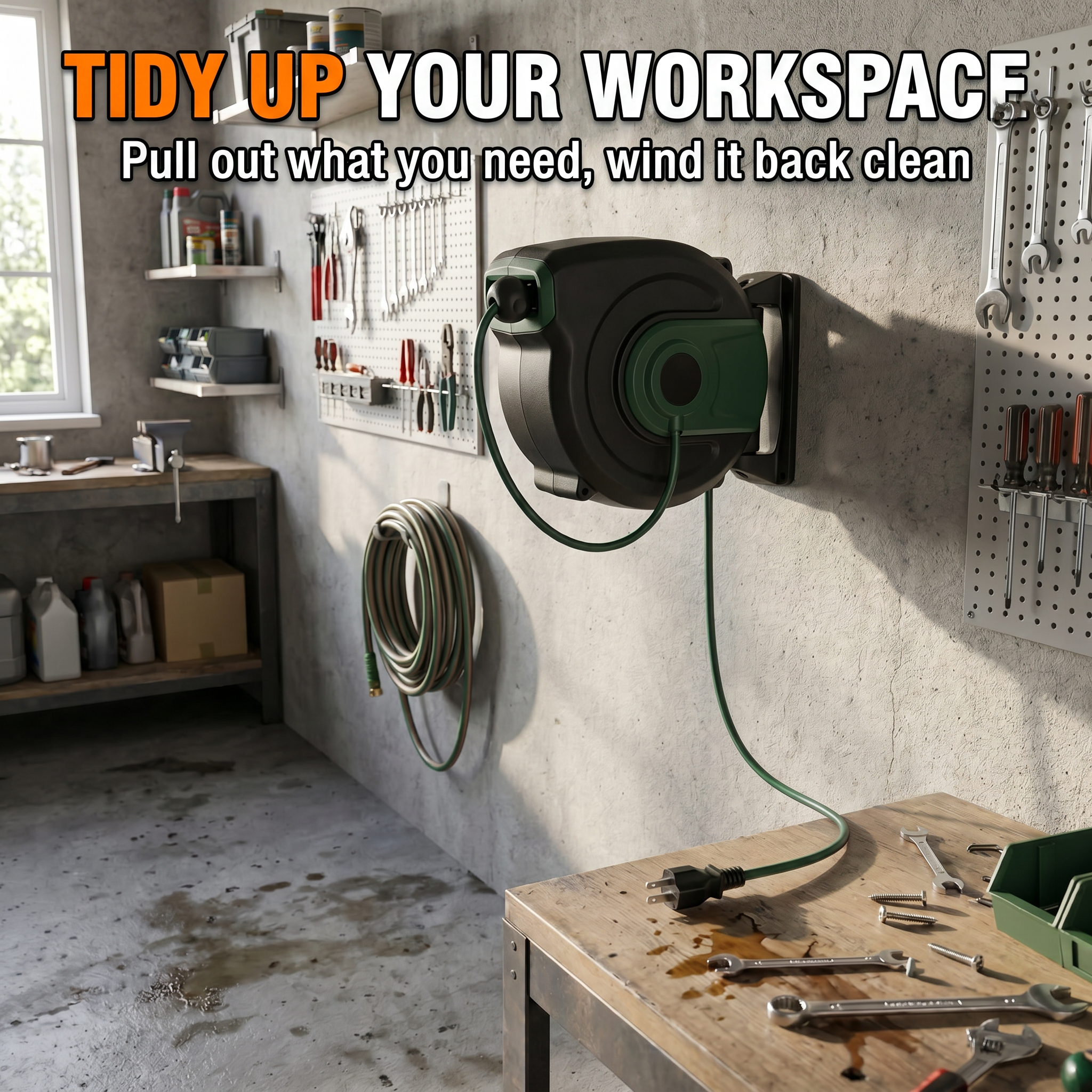 Tidy up your workspace - pull out what you need, wind it back clean