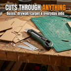 Cuts through anything: boxes, drywall, carpet and everyday jobs