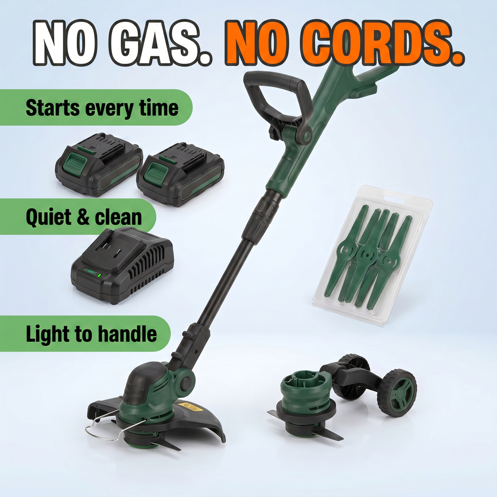 No gas, no cords: starts every time, quiet and clean, light to handle