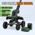 Less strain, more control: roll don't carry, straight clean edges, battery starts every time