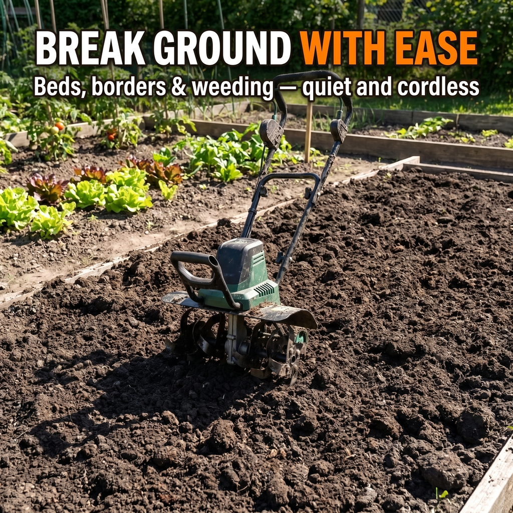 Break ground with ease - beds, borders and weeding, quiet and cordless