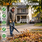 2-in-1 blower and vacuum: blow and vacuum, mulches leaves, cordless power, strong airflow