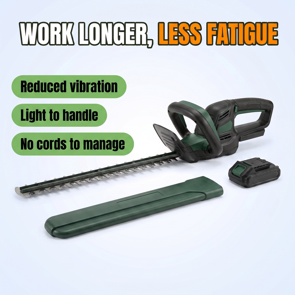 Work longer, less fatigue: reduced vibration, light to handle, no cords to manage
