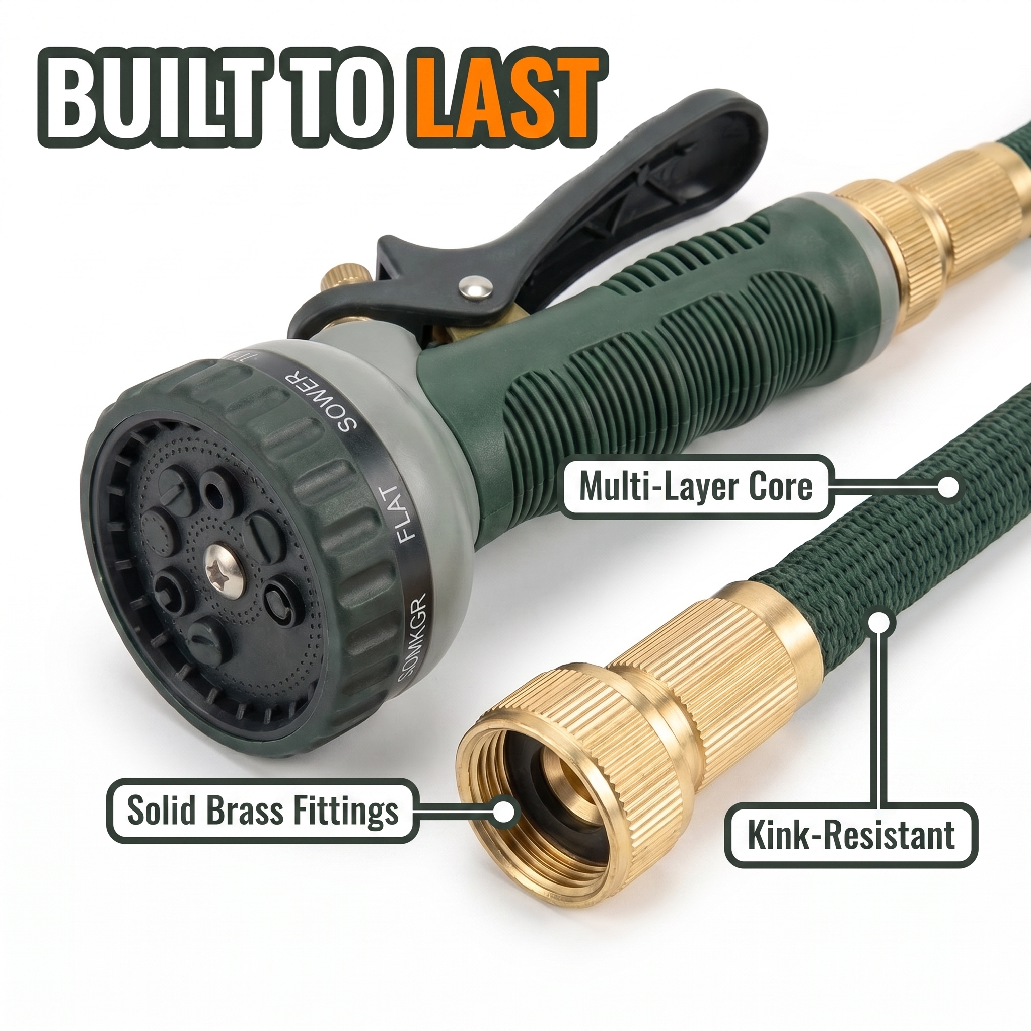 Built to last: multi-layer core, solid brass fittings, kink-resistant