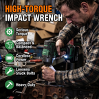 High-torque impact wrench: serious torque, compact and balanced, cordless power, loosens stuck bolts