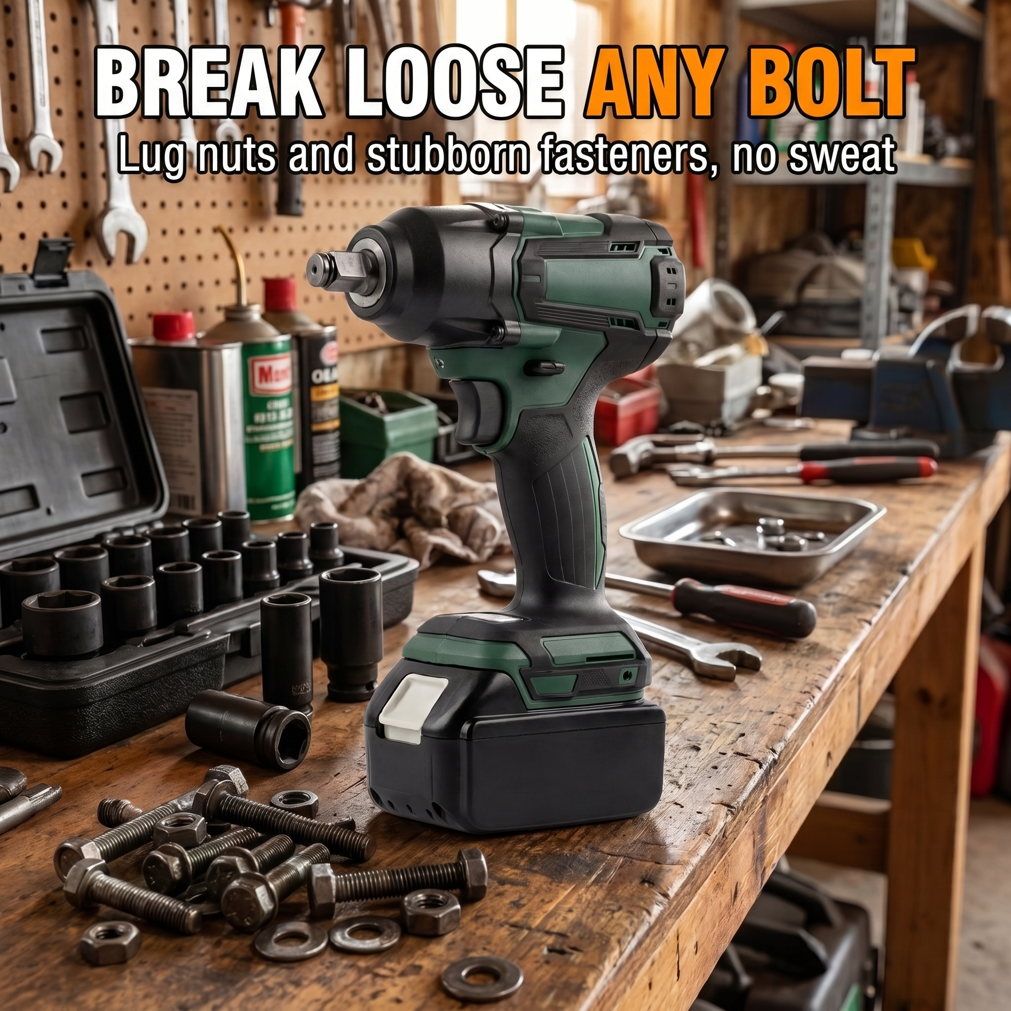 Break loose any bolt - lug nuts and stubborn fasteners, no sweat