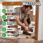 Oscillating multi-tool: cut sand and scrape, tool-free blades, accessories included, cordless