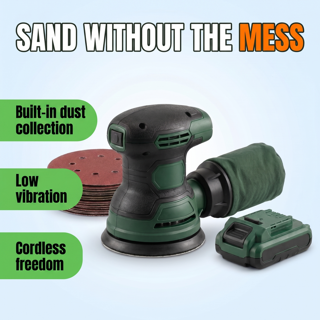 Sand without the mess: built-in dust collection, low vibration, cordless freedom