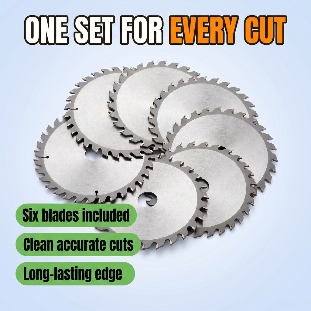 One set for every cut: six blades included, clean accurate cuts, long-lasting edge