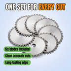 One set for every cut: six blades included, clean accurate cuts, long-lasting edge
