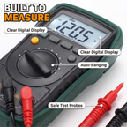 Built to measure: clear digital display, auto-ranging, safe test probes