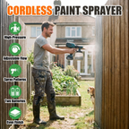 Cordless paint sprayer: high-pressure, adjustable flow, spray patterns, two batteries, even finish