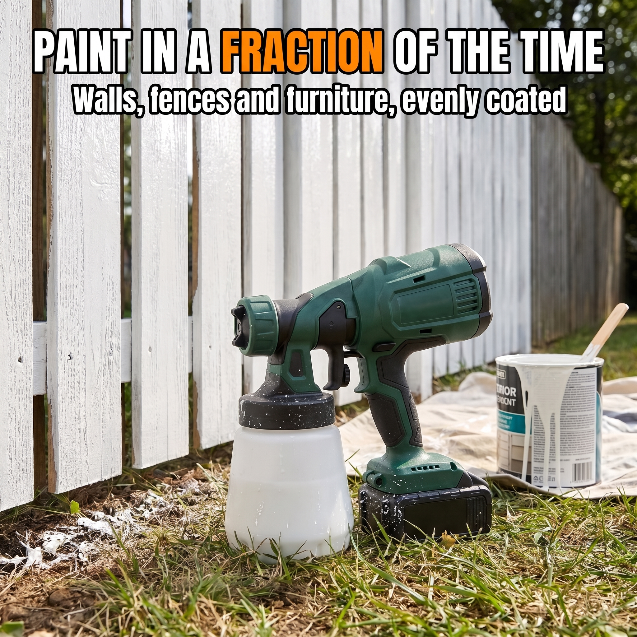 Paint in a fraction of the time - walls, fences and furniture, evenly coated