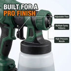 Built for a pro finish: adjustable flow, multiple spray patterns, high-pressure nozzle