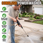 Cordless power washer: high-pressure, draws from any bucket, no outlet needed, portable