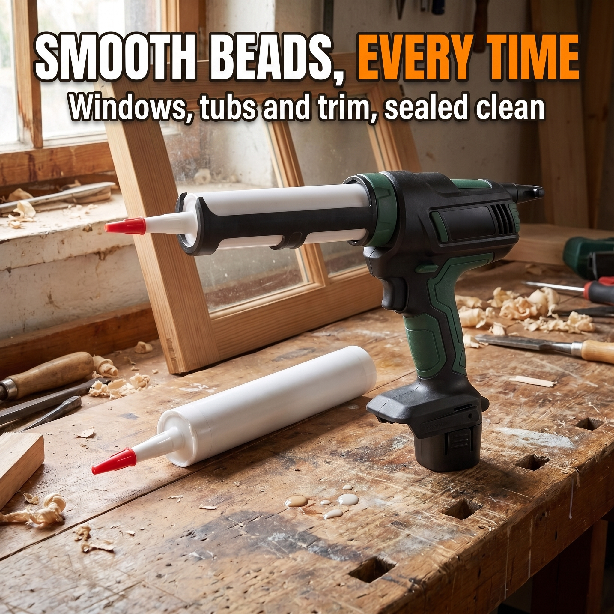 Smooth beads, every time - windows, tubs and trim, sealed clean
