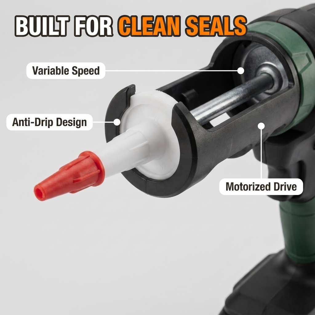 Built for clean seals: variable speed, anti-drip design, motorized drive