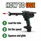 How to use: load the tube, set the speed, squeeze and glide