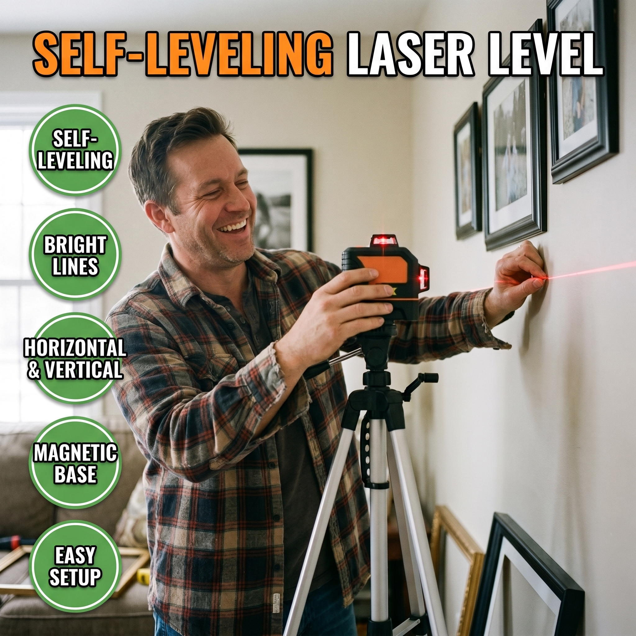 Self-leveling laser level features