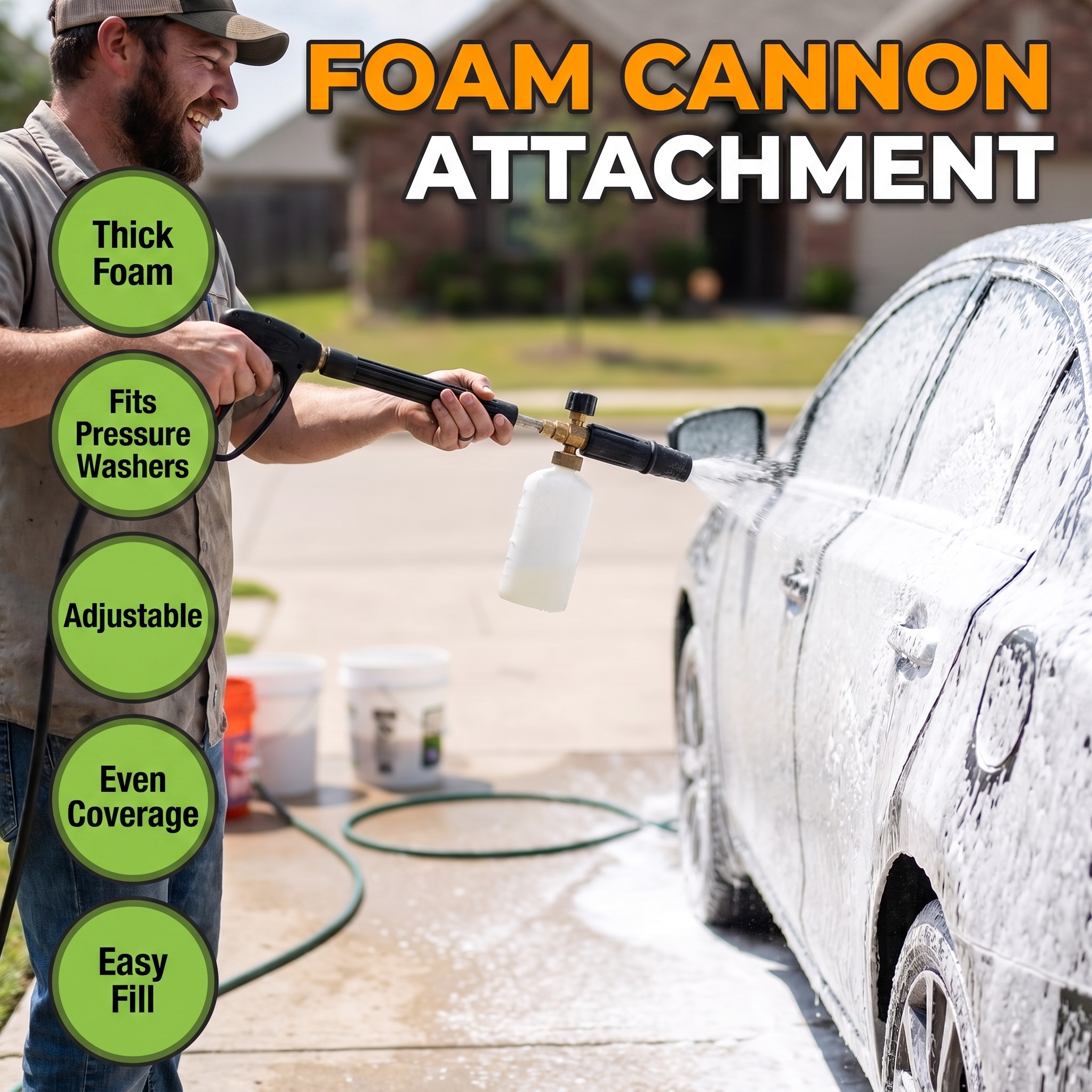 Foam cannon attachment features
