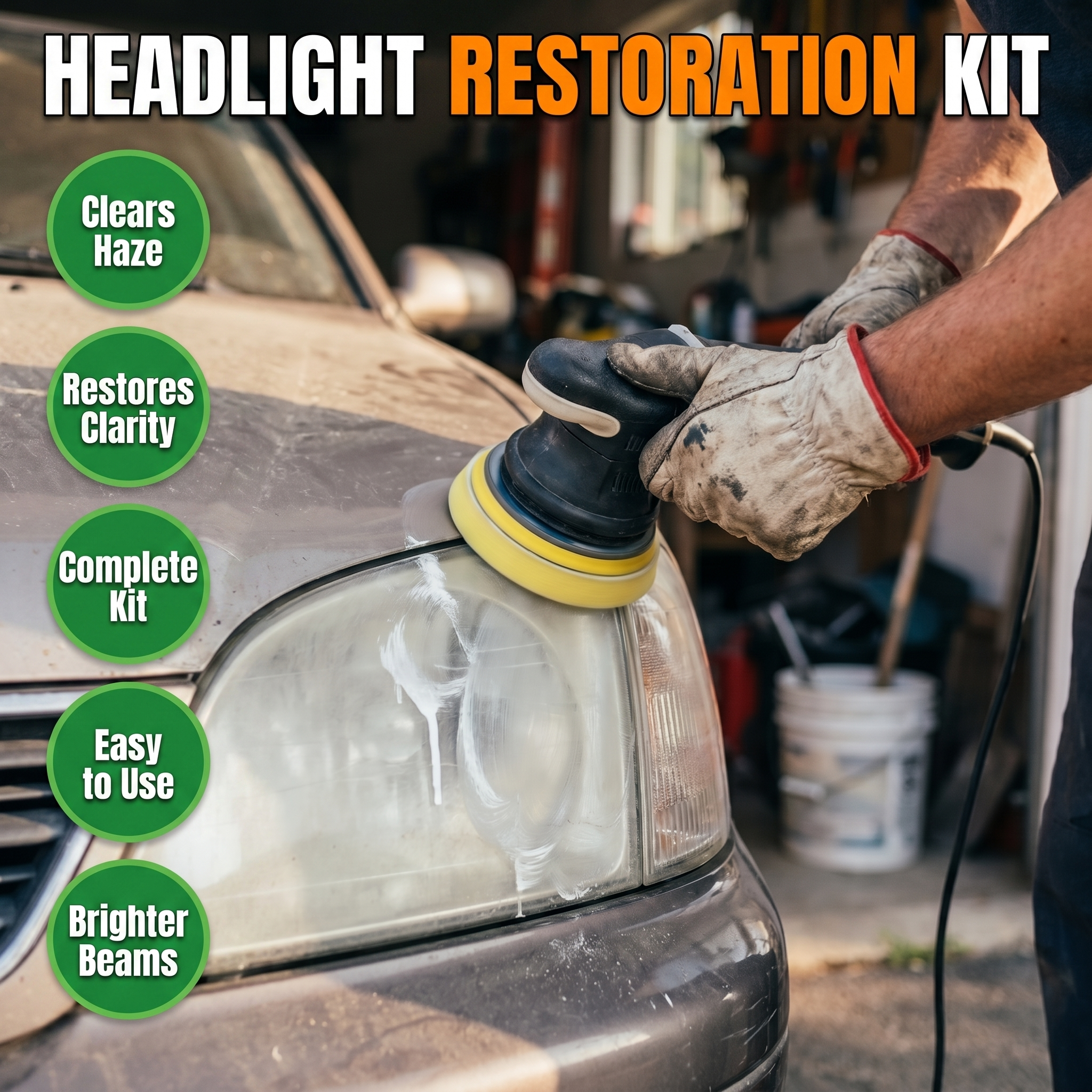 Headlight restoration kit features