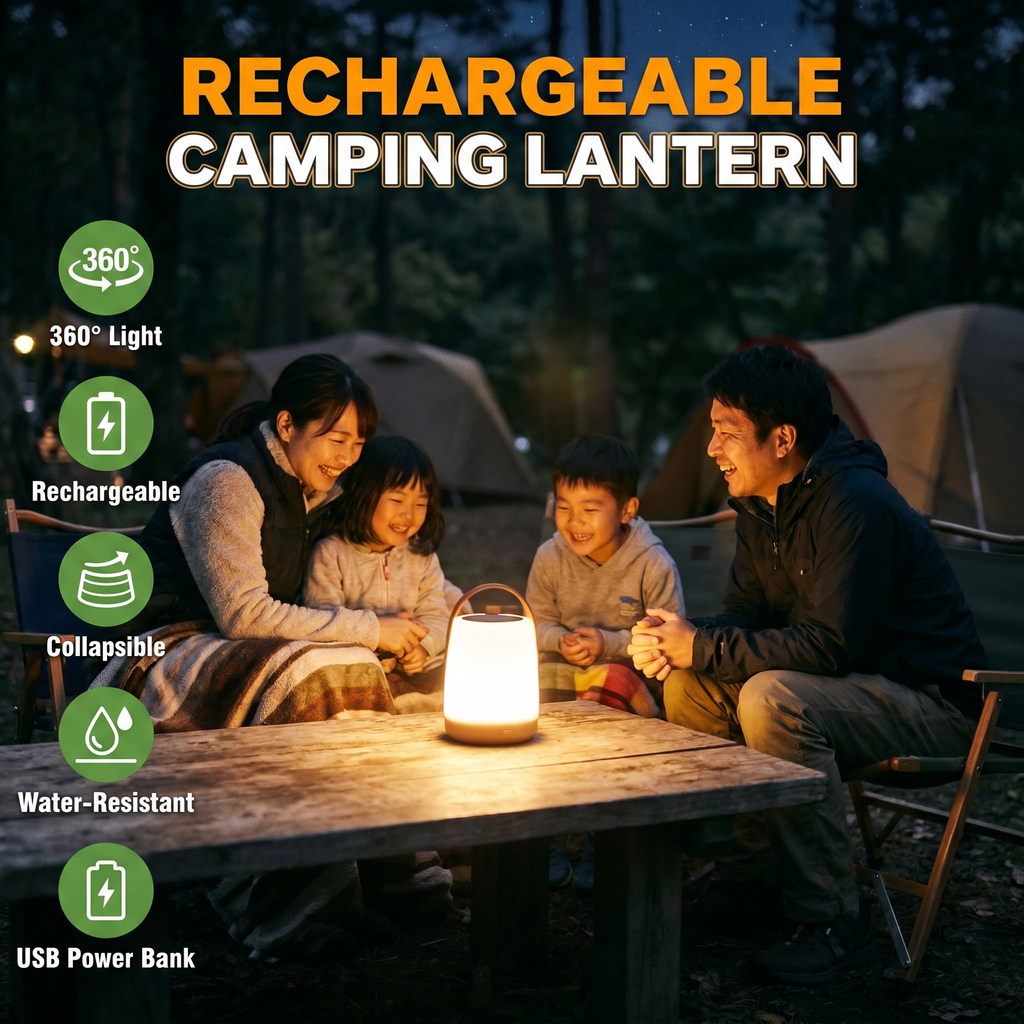 Rechargeable camping lantern features