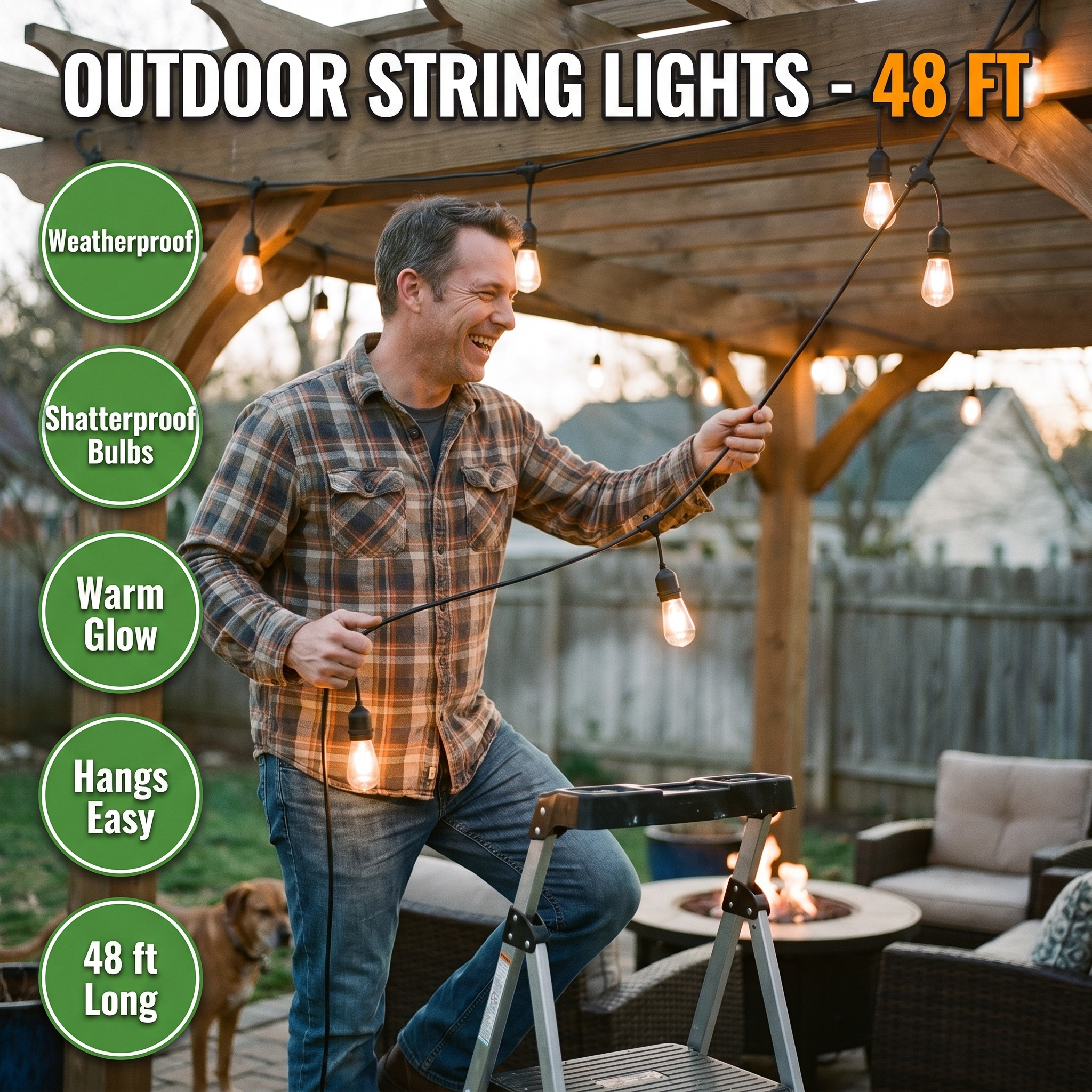 Outdoor string lights features